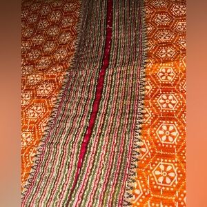 Handwoven Orange and Pink Decorative Throw Blanket